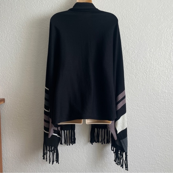 Smartwool Black Stripe Shadow Pine Scarf Wrap Shawl Small Medium Fringe Wool - Picture 5 of 11